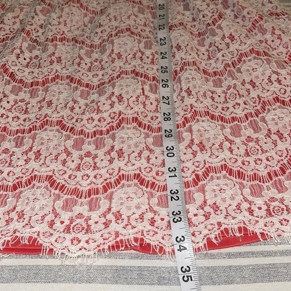 ELLE Coral & White lace sleeveless mini dress Sz. 4 - Picture 9 of 11